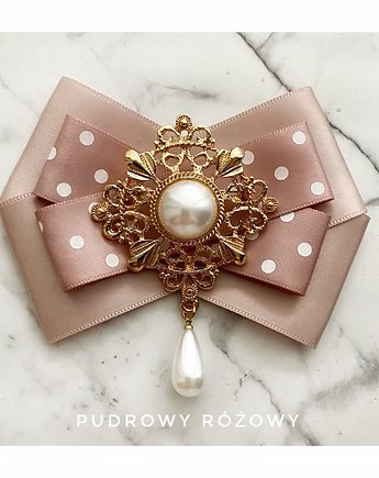 Brosza z ażurową ozdobą z perłą NEW, Pudrowy Różowy