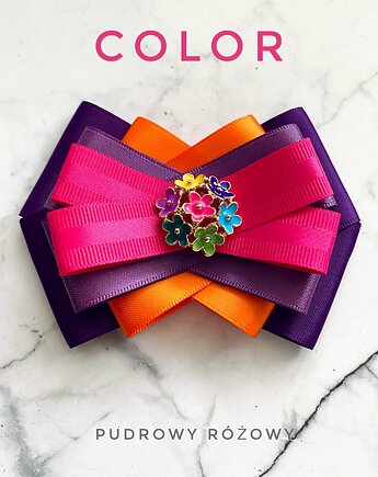 Brosza z Kolekcji COLOR z delikatnymi kolorowymi kwiatkami, Pudrowy Różowy