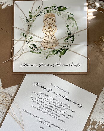 Kartka ręcznie robiona z okazji rocznicy komunii świętej - odnowienie przyrze, sorte