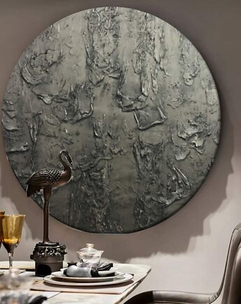 Modny obraz okrągły rzeźbiona metaliczna dekoracja na ścianę, art and texture