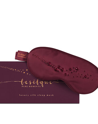 LE SILQUE Opaska na oczy z jedwabiu z kryształkami - BURGUNDY, Le Silque