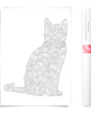 Kot Diamenty - Plakat do Kolorowania 50x70cm, Anna Grunduls Design