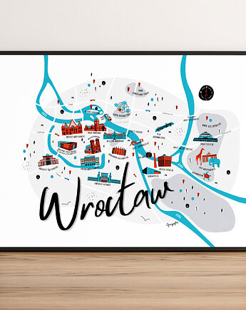 Wrocław Mapa plakat 70x50 cm, Cyrografik