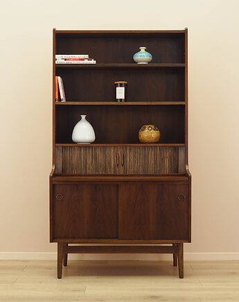 Biblioteczka orzechowa, duński design, lata 70, projektant: Johannes Sorth, Przetwory design