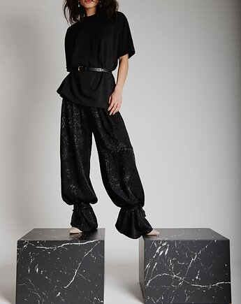 Spodnie Mira czarne panterka żakardowe, Zaiste!