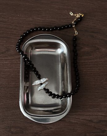 Naszyjnik czarny Onyks z perłami, Chmolowska Jewellery