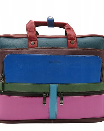 Aktówka torba na laptopa skórzana rączki regulowany pasek kieszenie OLIVKA, Olivka Warsaw