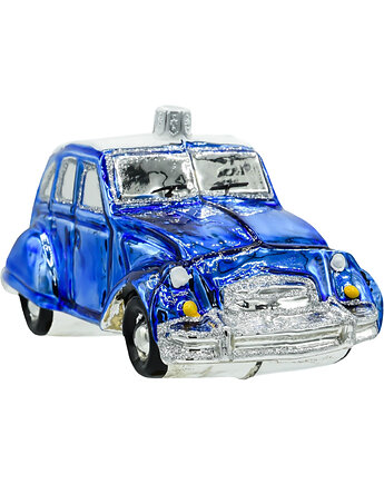 Bombka choinkowa szklana ręcznie malowana: Samochód Citroen: 2CV: niebieski, Syn Bombkarza