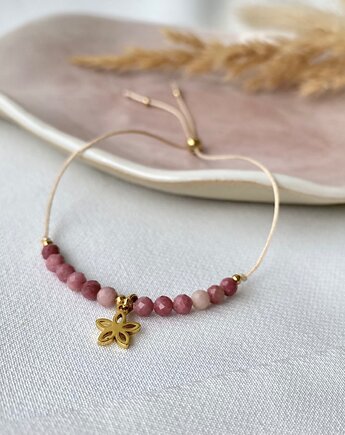 Bransoletka z rodonitem i kwiatuszkiem, Szmaragdowa Polana