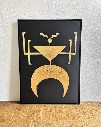 Kolaż analogowy "Bogini 2" format B1 w czarnej ramie, Zuzanna Malinowska Studio