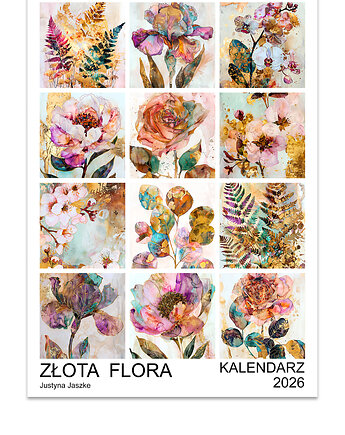 Kalendarz 2026 ZŁOTA FLORA, JBJart Justyna Jaszke