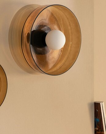 Kinkiet szklany Jaxal bursztynowy Ø35 cm, MIA home