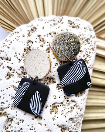 Wiszące geometryczne kolczyki b&w, sploteka