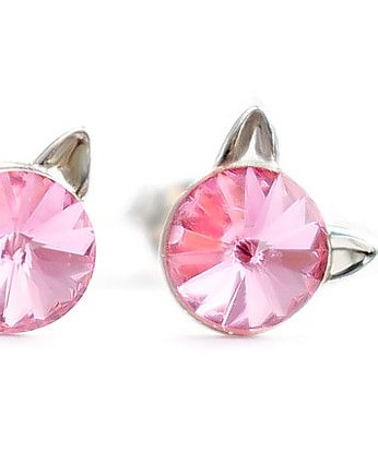 KOTY! Kolczyki - kryształy Swarovski - jasny róż, Marisella