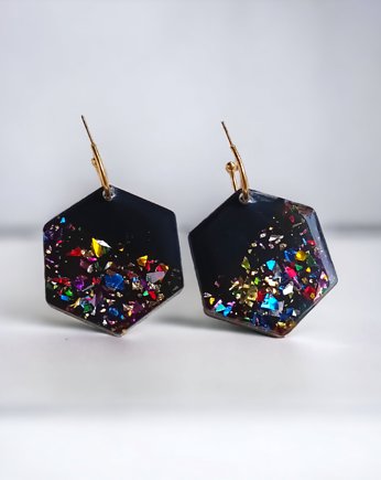 UNIKATOWE kolczyki z żywicy : kolekcja CARNIVAL : hex, kaktusia