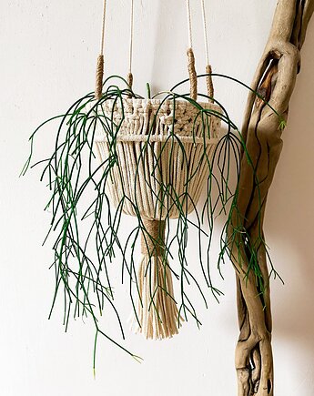 Kwietnik makrama  Boho ecru, Zaplątana W Sznurki