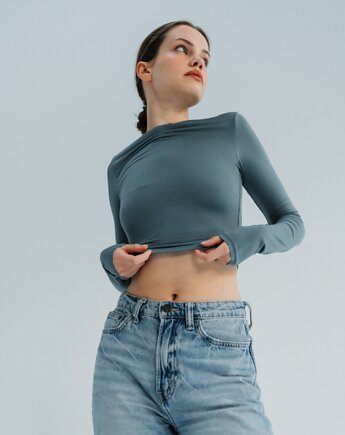 Longsleeve do jogi damski VOGUE - metallic grey, Moonholi