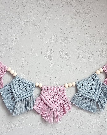 Girlanda makrama szaroróżowa, Little Bee Craft