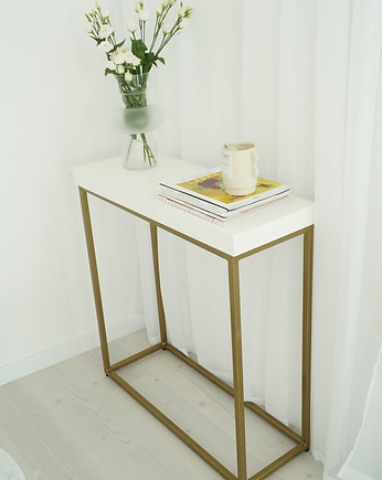 SONA- konsola z białym blatem, Papierowka Simple form of furniture