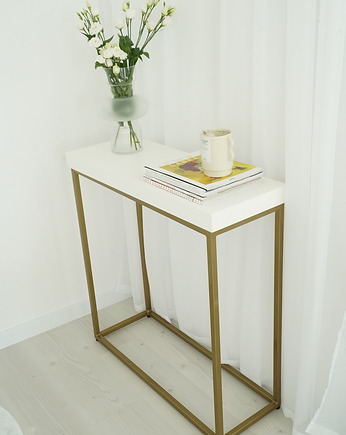 SONA- konsola z białym blatem, Papierówka Simple form of furniture