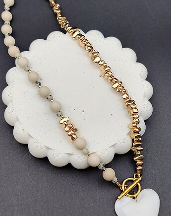 Naszyjnik RICZI big heart złoty hematyt, WILDBI design