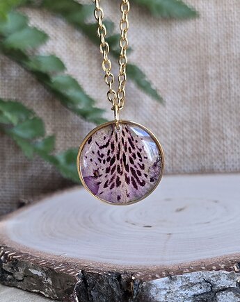 Złoty wisiorek z prawdziwym hibiskusem, zkwiatem