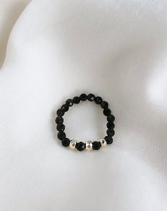 Pierścionek IB z Obsydianem i Hematytami, Gleeme Jewellery