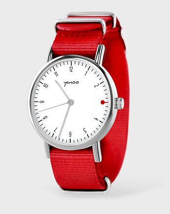 Zegarek - Simple elegance, biały - czerwony, OKAZJE - Prezenty na 18 dla chłopaka