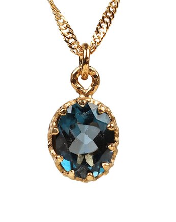 Złocony naszyjnik Beau z topazem London Blue w stylu Vintage, Blooming Stones