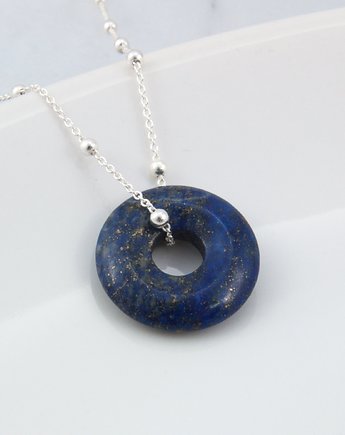 Naszyjnik lapis lazuli donut 18 mm, prezent dla koleżanki mamy lub siostry, By Sendi