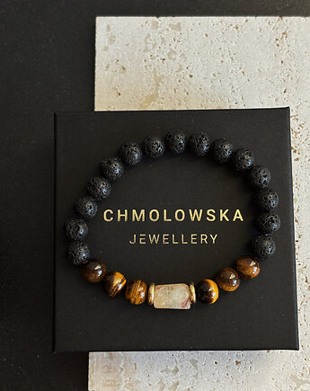 Bransoletka męska Tygrysie Oko i Cytryn, Chmolowska Jewellery