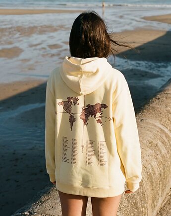 Zaznacz odwiedzone państwa - żółta bluza dla podróżnika z kapturem, Wear Your Journey