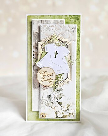 Kartka na chrzest z szatką, papierololo