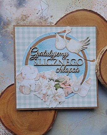 Kartka z okazji narodzin synka (w kopercie), Kartkodzielo