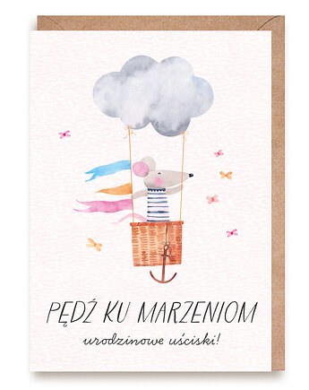 Kartka urodzinowa z myszką - Pędź ku marzeniom, Cardie