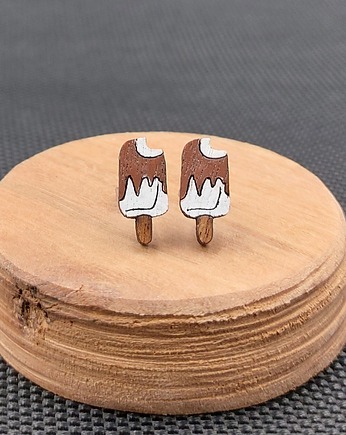 Kolczyki drewniane LODY NA PATYKU, SIAMIL ART