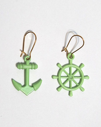 Kolczyki - kotwica, ster - miętowe, yenoo