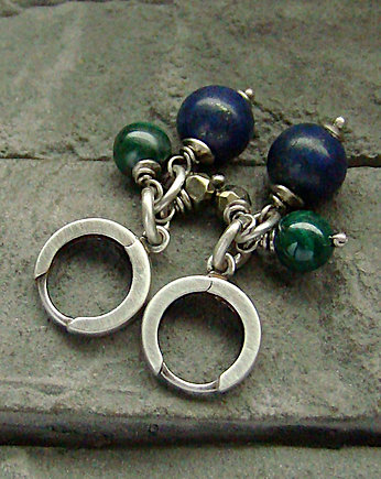 Kolczyki Lapis, malachit, piryt, RayOfArt