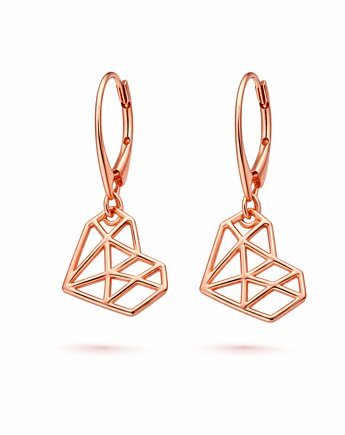 Kolczyki ORIGAMI HEARTS- srebro, złoto, różowe złoto, ISSI Jewelry