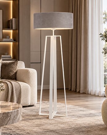 Ekskluzywna lampa podłogowa do salonu MOSS VELUR z welurowym abażurem, LYSNE