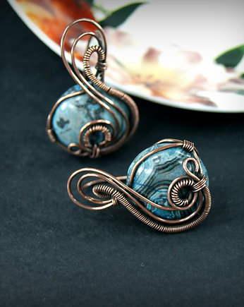 Kolczyki z agatami, Blue Pearl Art