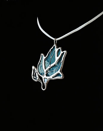 Naszyjnik z Wisiorkiem delikatny Kwiat  Magnolia Witraż Tiffany, Only Pure Glass