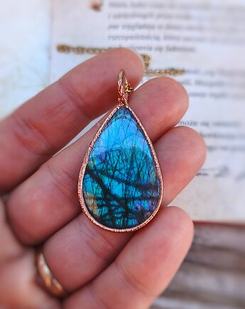 Turkusowe Marzenie Spektrolit miedź wisiorek miedziany, Treemasters Copper Jewelry