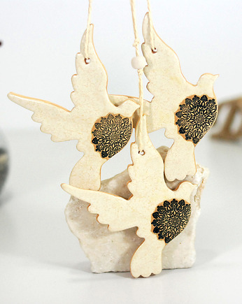 Boho dekoracje ścienne - ptaszki ceramiczne, 10FingersArt