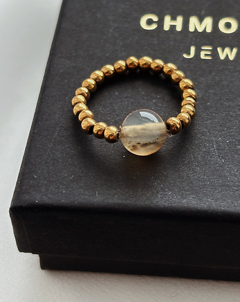 Pierścionek elastyczny Agat, Chmolowska Jewellery