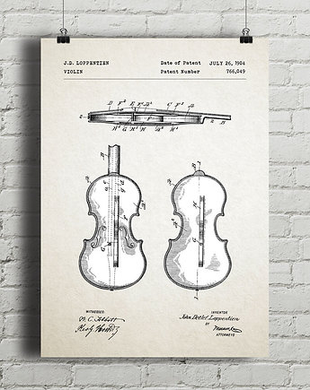Plakat Skrzypce - grafika z patentem, minimalmill