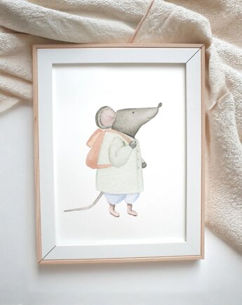PLAKAT DLA DZIECKA ilustracja akwarelowa myszka, black dot studio
