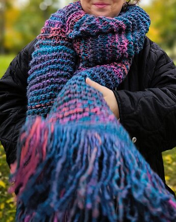 MAXCOLOR duży szal handmade " kosmiczne energie", sploteka