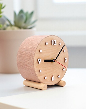 Zegar mały drewniany stojący - na prezent, Clock Wood Studio