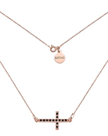 Naszyjnik z różowego złota z krzyżem wysadzanym SWAROVSKI CRYSTAL, SOTHO